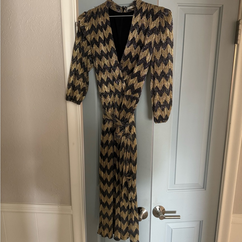 Silver and gold Alice + Olivia holiday dress